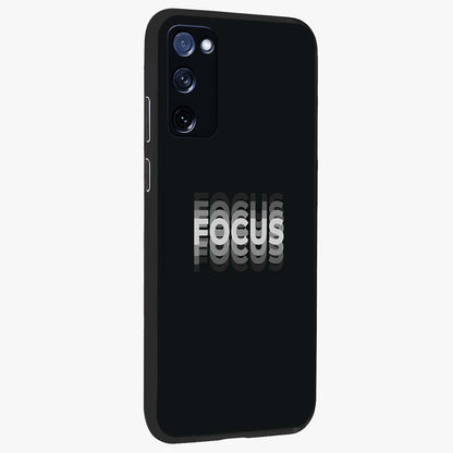 Focused Blade Discipline Glass Case upright view showcasing strong typography statement with sleek motivational theme.
