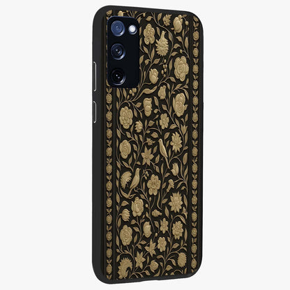 Golden Evil Eye Mandala Glass Case upright view showcasing decorative evil eye mandala artwork with spiritual aesthetic style.