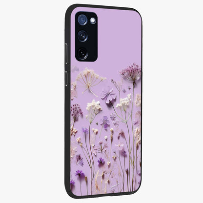 Lavender Blossom Dream Glass Case upright view showcasing delicate lavender blossom artwork with peaceful floral theme.