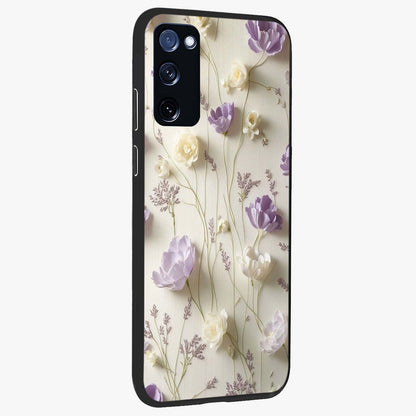 Lilac Breeze Harmony Glass Case upright view showcasing delicate lilac artwork with peaceful floral theme.