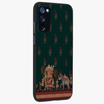 Macmerise Glass Case upright view showcasing bold artistic artwork with contemporary design theme.