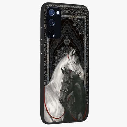 Majestic Ride Legacy Glass Case upright view showcasing dynamic ride inspired artwork with modern automotive theme.