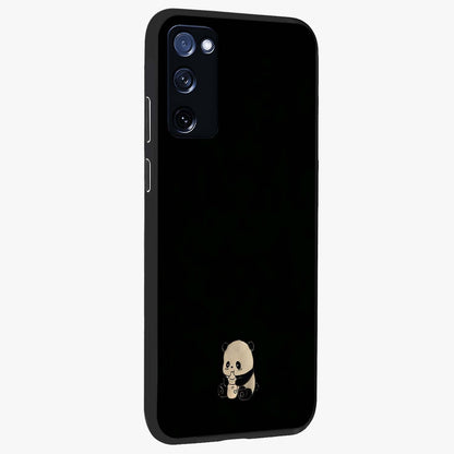 Midnight Panda Love Glass Case upright view showcasing charming panda artwork with playful romantic theme.
