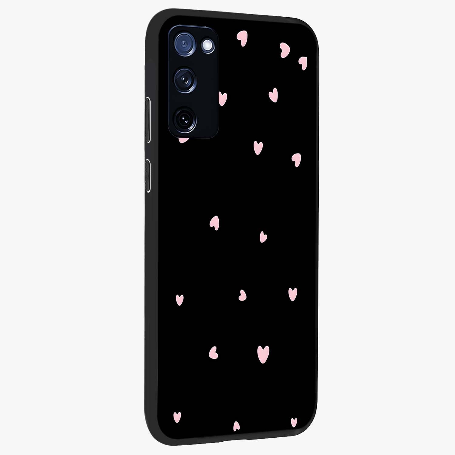 Pink Love Drops Glass Case upright view showcasing charming heart drop artwork with romantic playful theme.