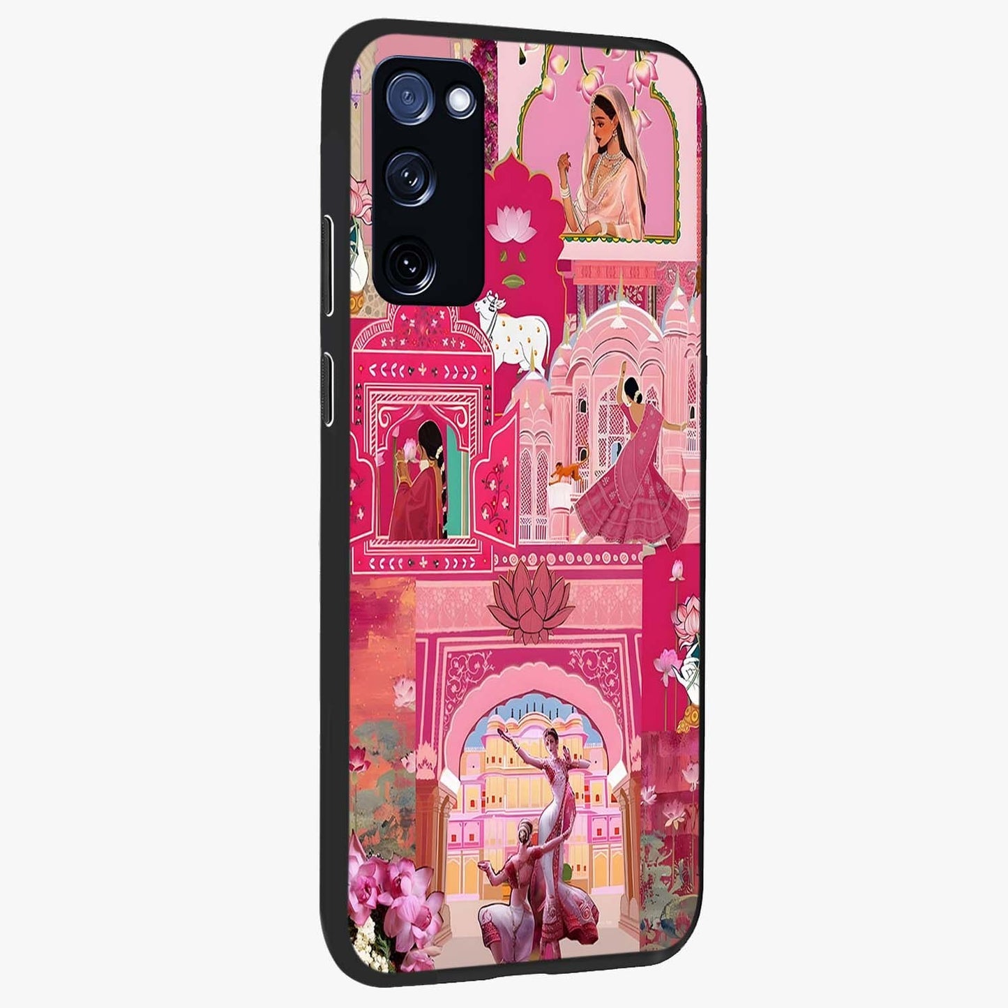 Pink Palace Muse Glass Case upright view showcasing artistic palace artwork with graceful royal theme.