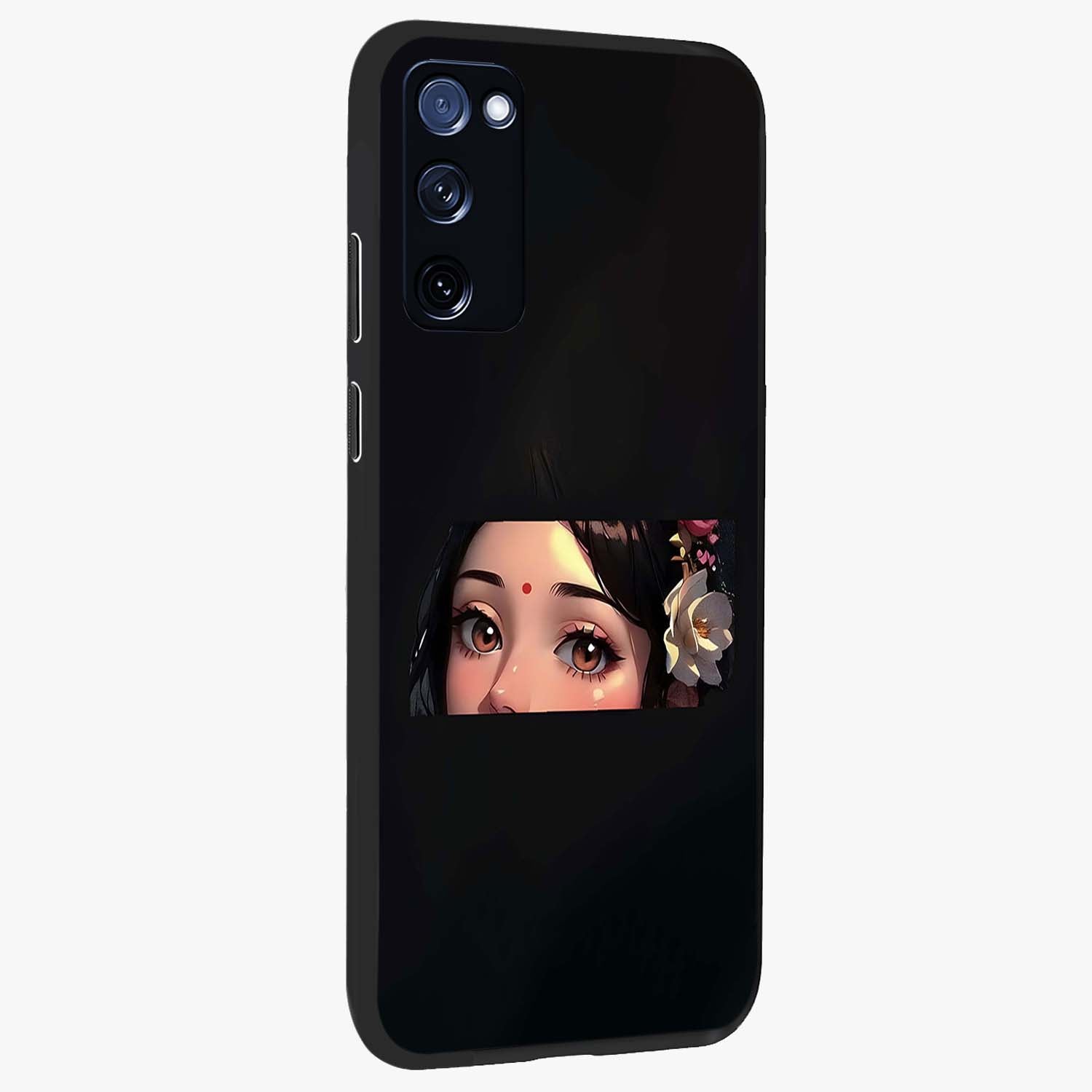 Radha Divine Embrace Glass Case upright view showcasing sacred Radha themed artwork with peaceful devotional style.