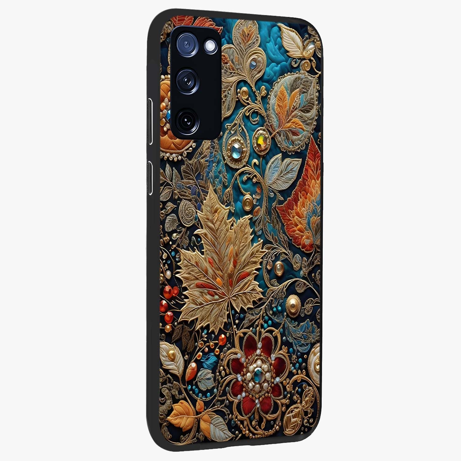 Royal Jewel Garden Glass Case upright view showcasing rich floral artwork with luxurious garden theme.