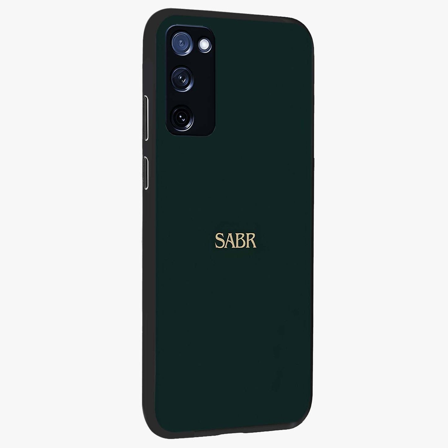 Sabr Minimal Patience Glass Case upright view showcasing calm minimalist artwork with motivational patience theme.