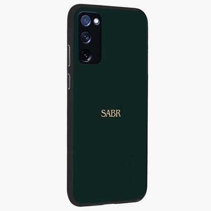 Sabr Minimal Patience Glass Case upright view showcasing calm minimalist artwork with motivational patience theme.