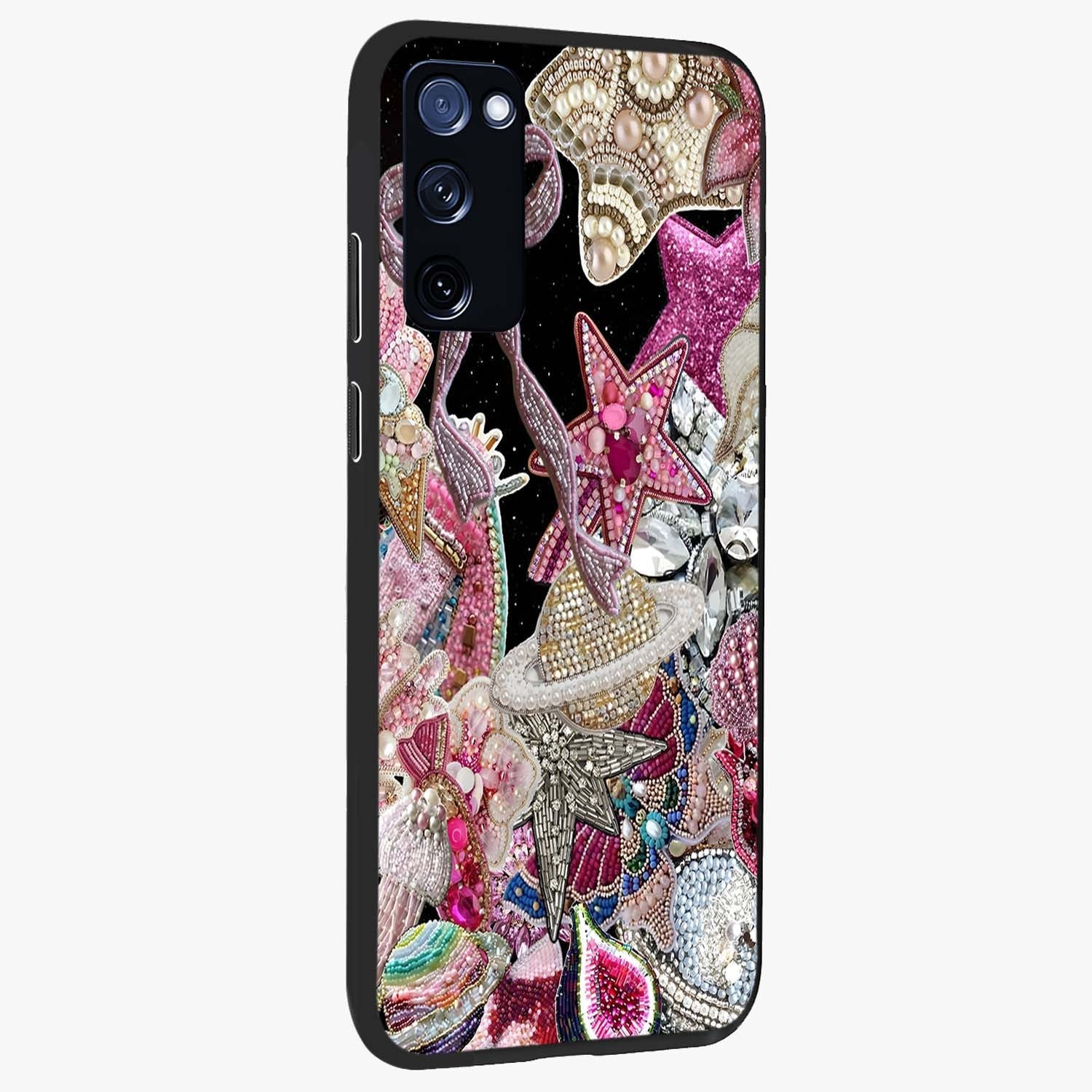 Starlit Jewel Dream Glass Case upright view showcasing radiant star inspired artwork with magical night theme.