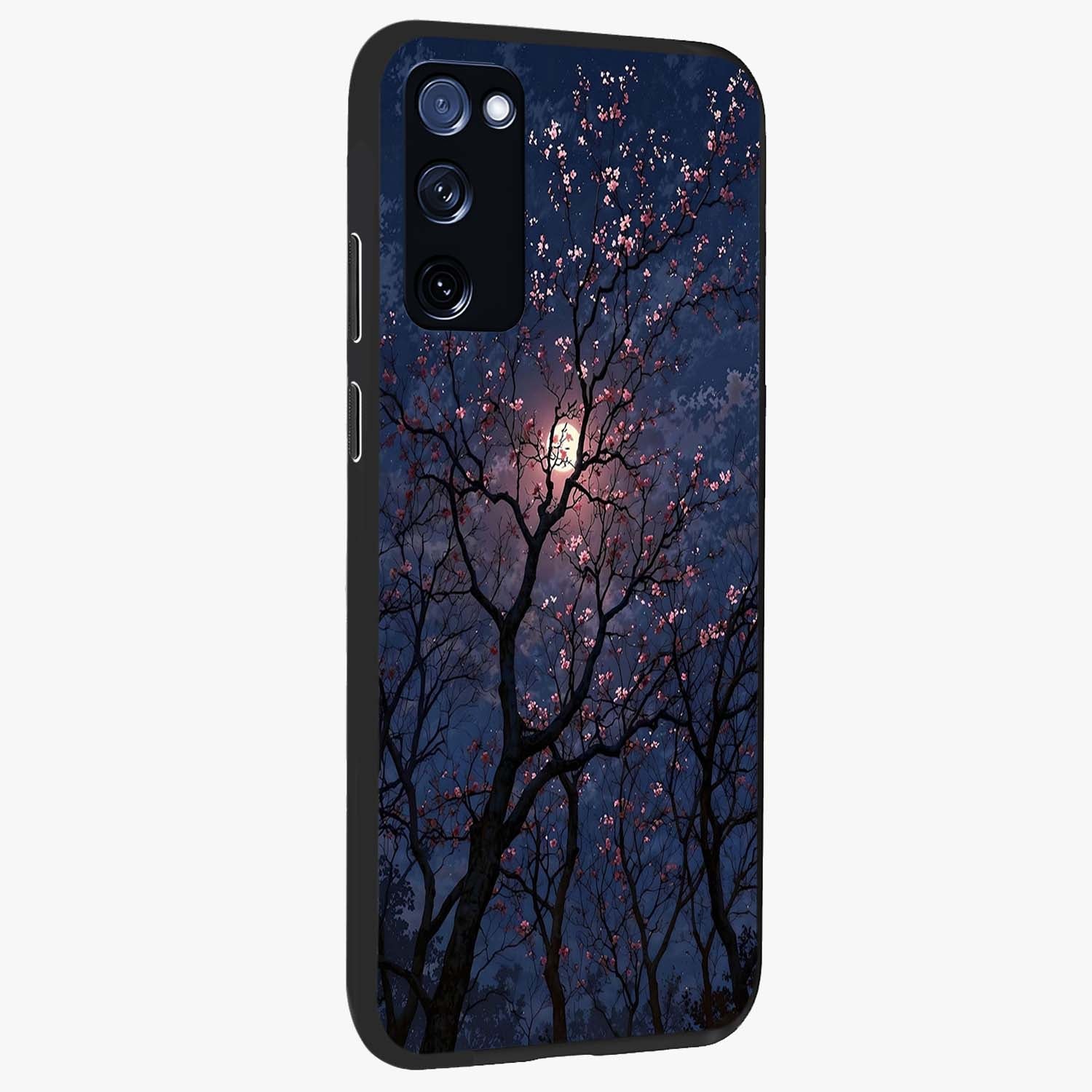 Twilight Sakura Serenade Glass Case upright view showcasing beautiful cherry blossom artwork with serene evening theme.