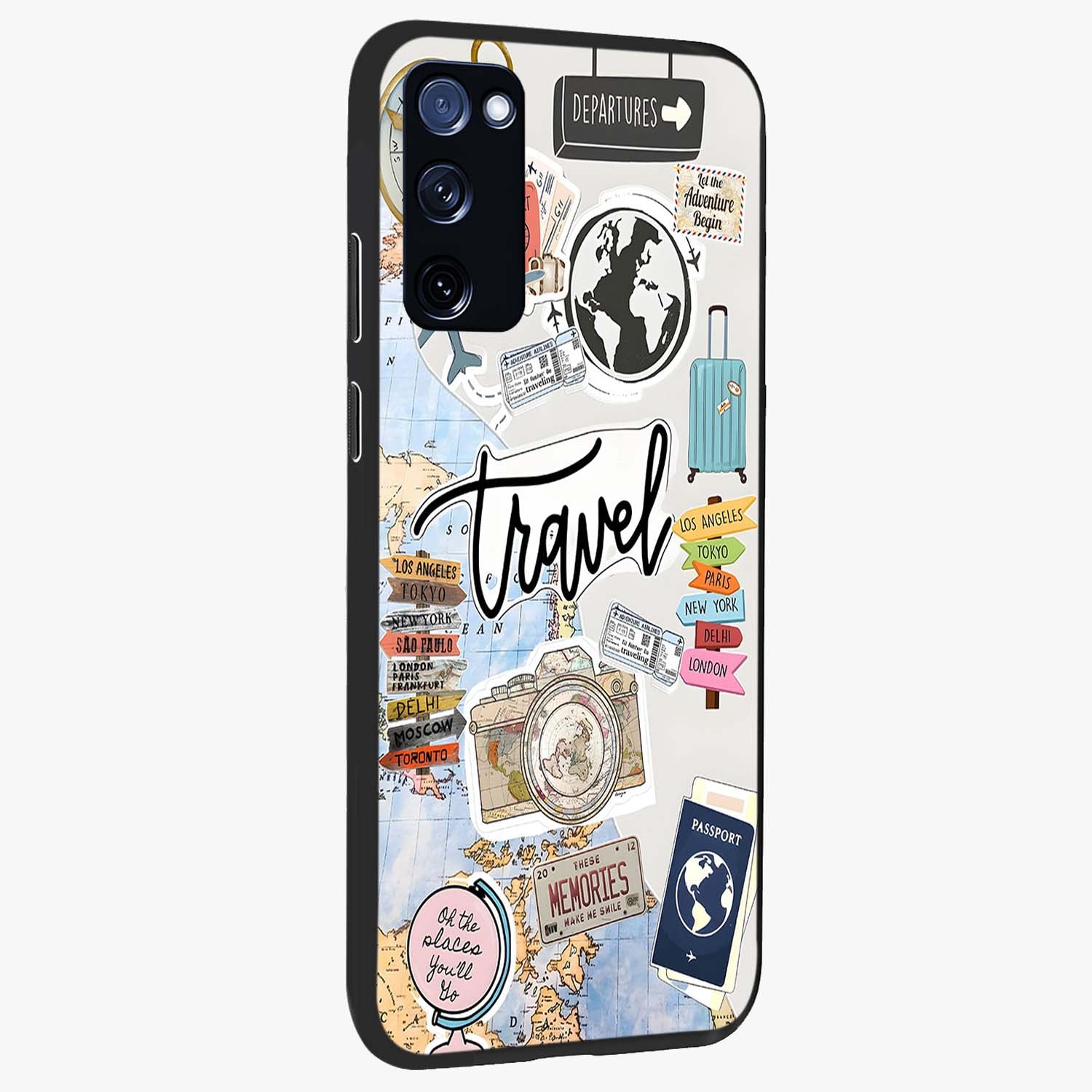 Wanderlust Journal Glass Case upright view showcasing wanderlust inspired artwork with creative exploration theme.