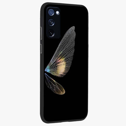 Whispers Of Wings Glass Case upright view showcasing elegant wing artwork with light airy theme.