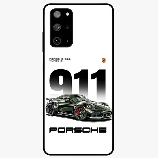 911 Turbo Dominance Glass Case showing clean flat back view with bold 911 sports car artwork and glossy glass finish.