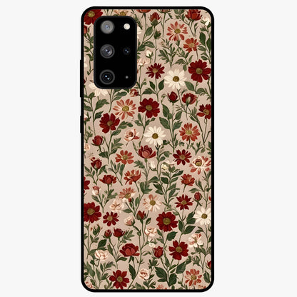 Biege Flower With Leaf Glass Case showing flat back view with soft beige floral artwork and glossy glass finish.