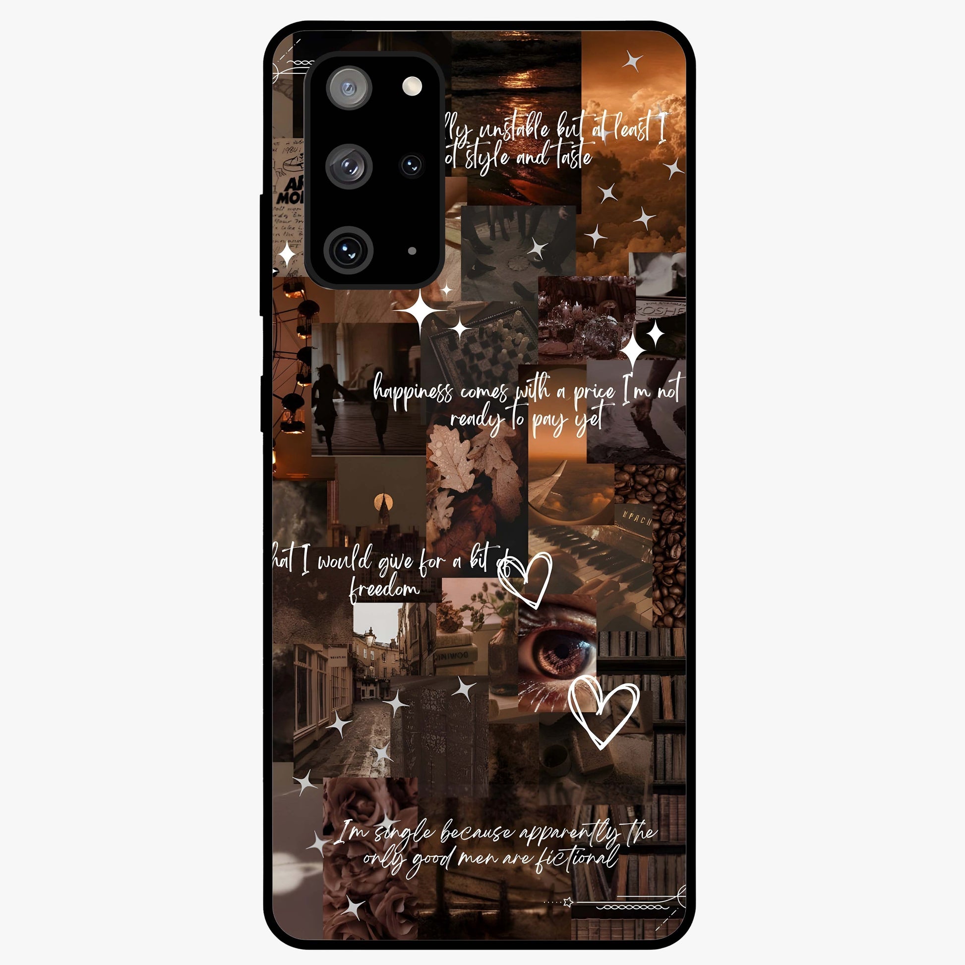 Bittersweet Aesthetic Chaos Glass Case showing flat back view with artistic chaotic aesthetic design and glossy glass finish.