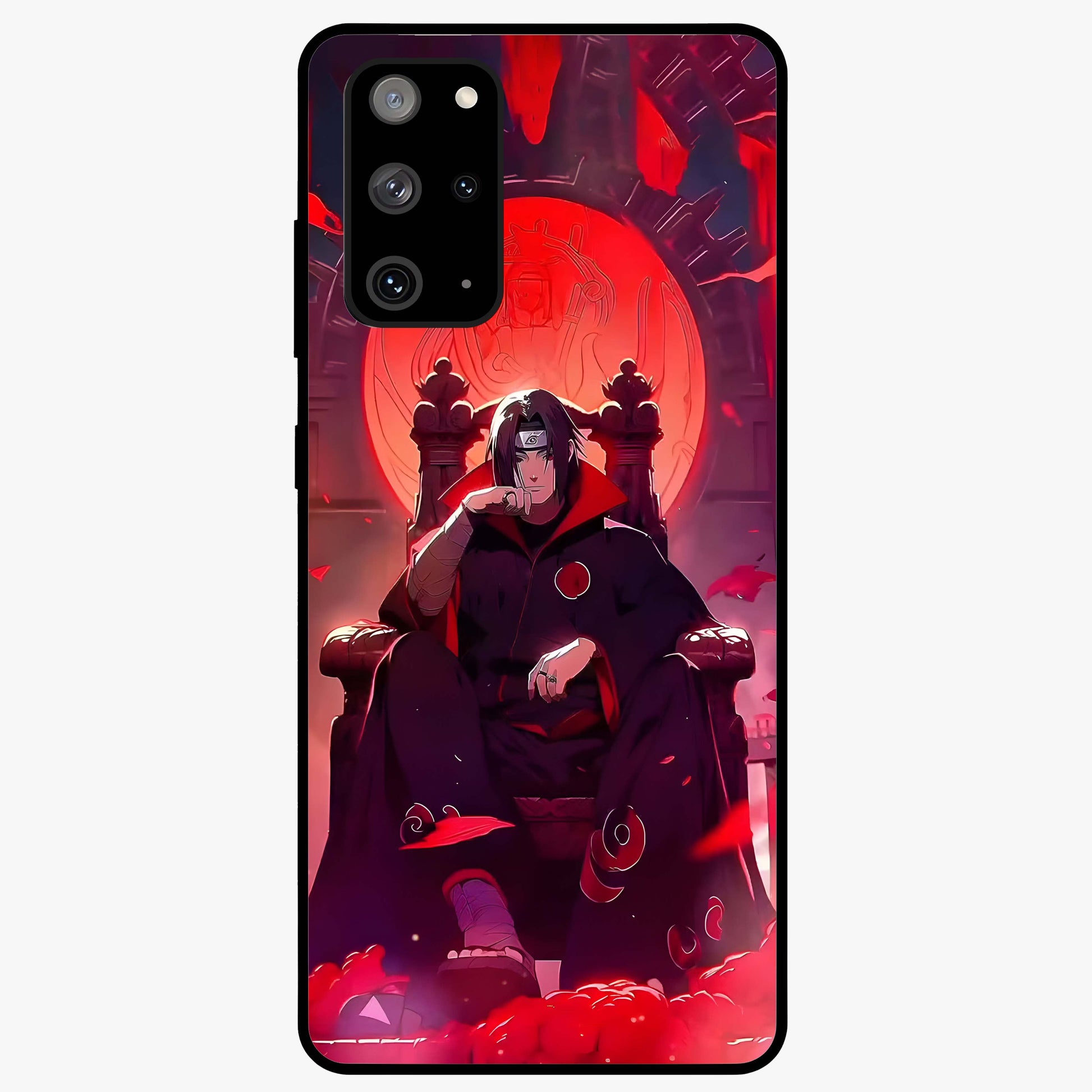 Blood Moon Sovereign Glass Case showing flat back view with mystical blood moon artwork and glossy glass finish.