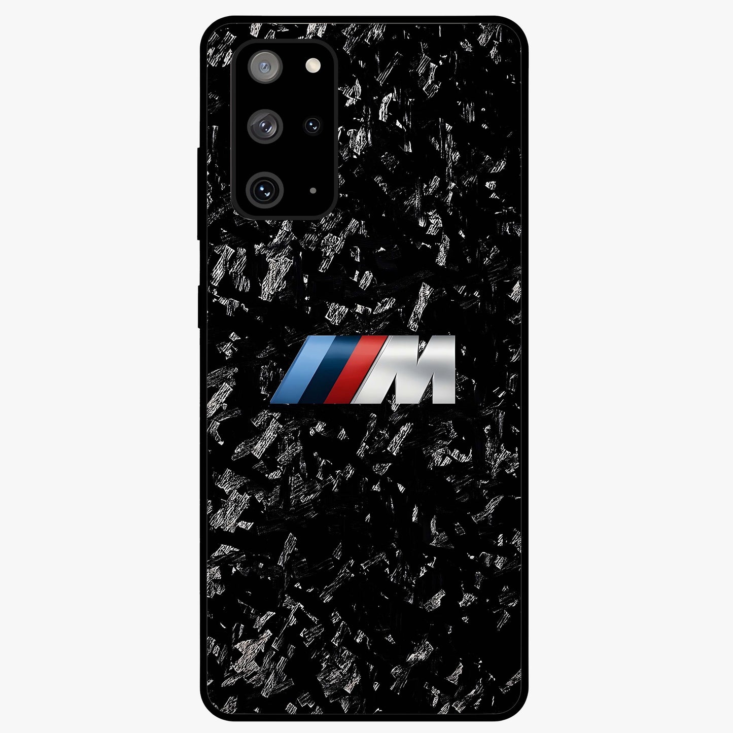 Carbon Speed Mark Glass Case showing flat back view with sporty carbon pattern artwork and glossy glass finish.