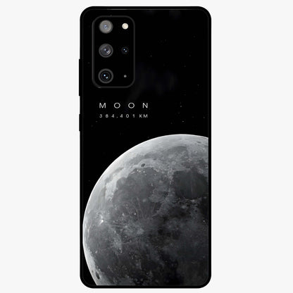 Cosmic Moon Glow Glass Case showing flat back view with glowing moon artwork and glossy glass finish.