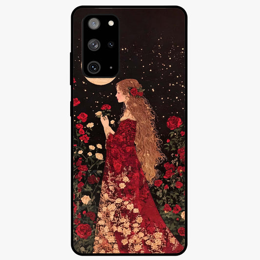 Crimson Dreams Glass Case showing flat back view with dreamy crimson artwork and glossy glass finish.