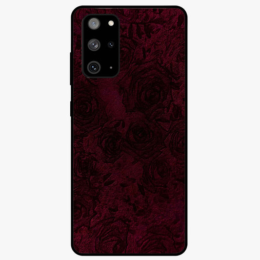 Crimson Fade Flow Glass Case showing flat back view with flowing crimson gradient artwork and glossy glass finish.