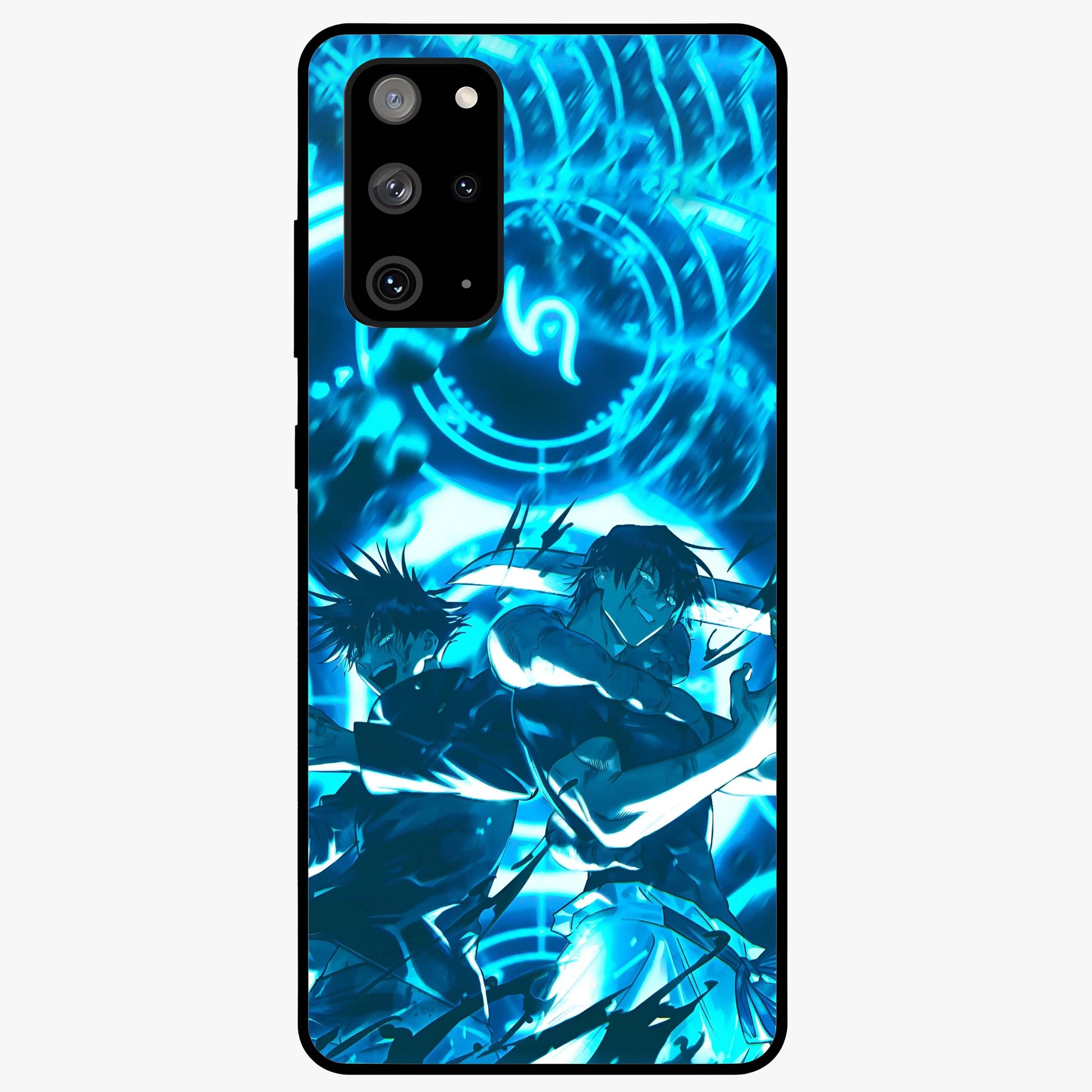 Cursed Energy Clash Glass Case showing flat back view with intense cursed energy artwork and glossy glass finish.