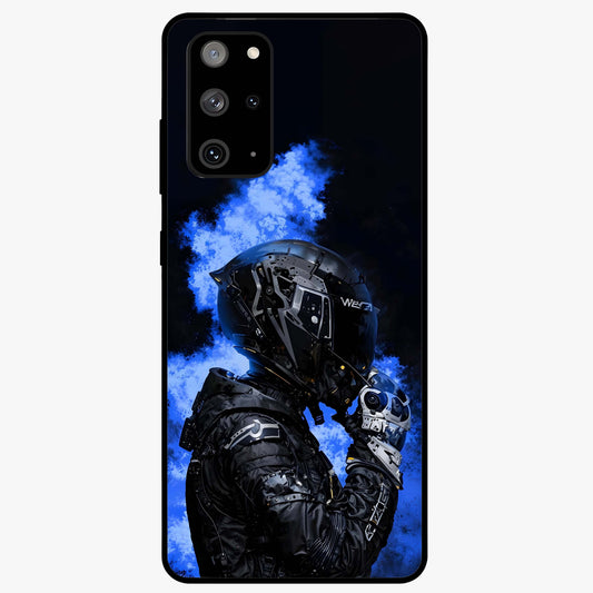Cyber Sentinel Protocol Glass Case showing flat back view with futuristic cyber themed artwork and glossy glass finish.