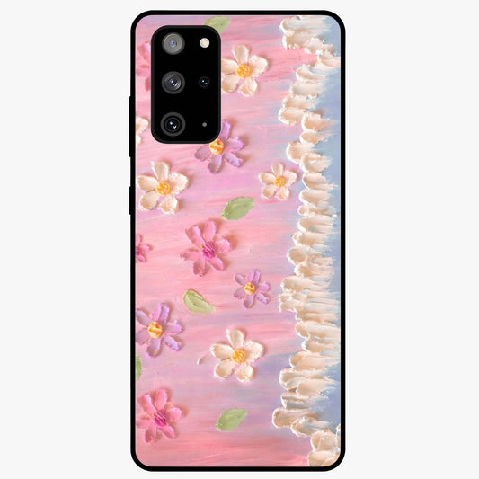 Dreamy Painted Garden Glass Case showing flat back view with artistic painted floral garden artwork and glossy glass finish.