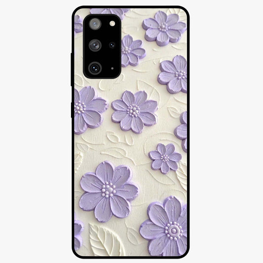 Floral Wall Art With Purple Flowers Glass Case showing flat back view with purple flower artwork and glossy glass finish.