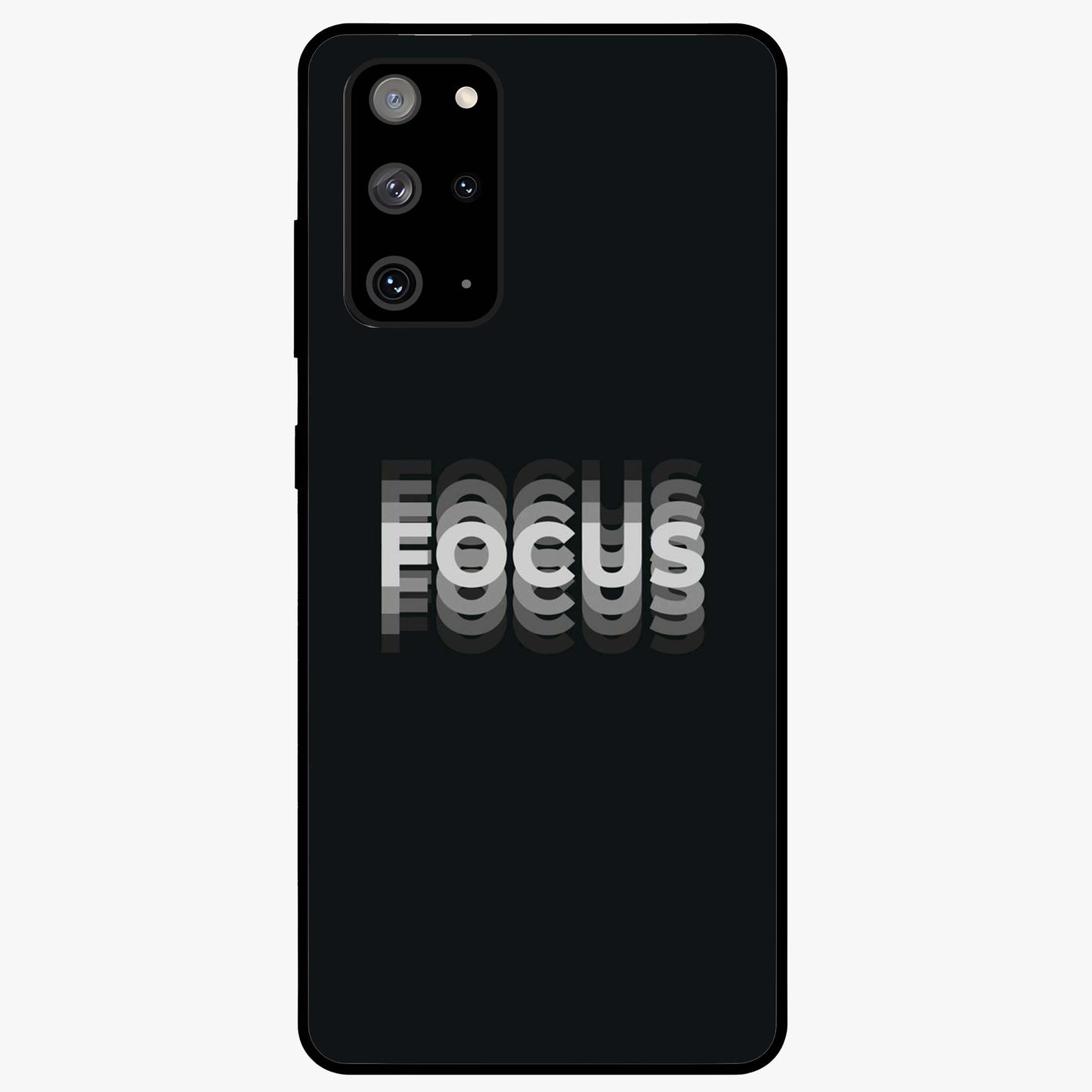 Focused Blade Discipline Glass Case showing flat back view with warrior sword themed artwork and glossy glass finish.