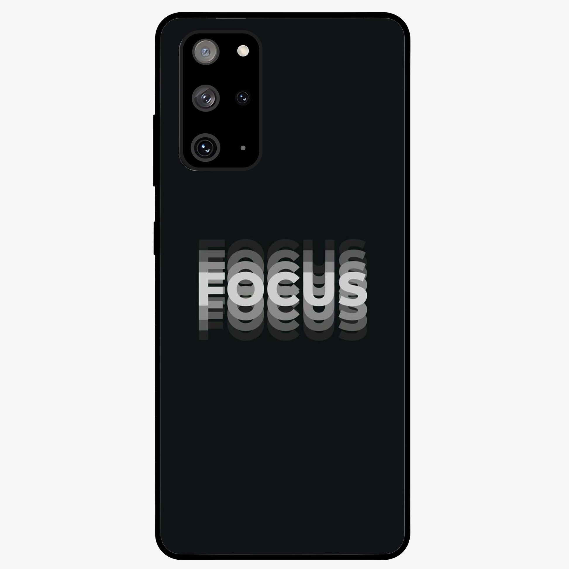 Focused Blade Discipline Glass Case showing flat back view with warrior sword themed artwork and glossy glass finish.