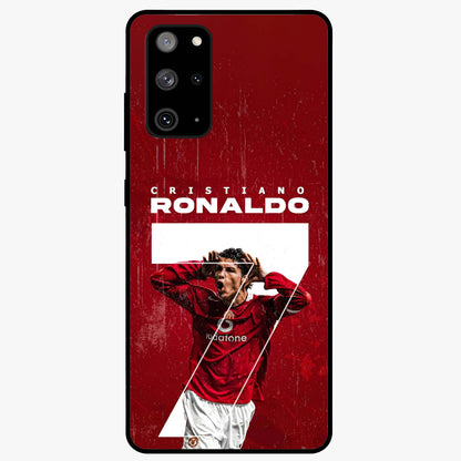 Goal Celebration Legacy Glass Case showing flat back view with football celebration inspired artwork and glossy glass finish.