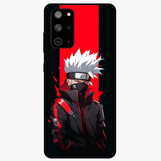 Kakashi Scarlet Shadow Glass Case showing flat back view with powerful anime ninja artwork and glossy glass finish.