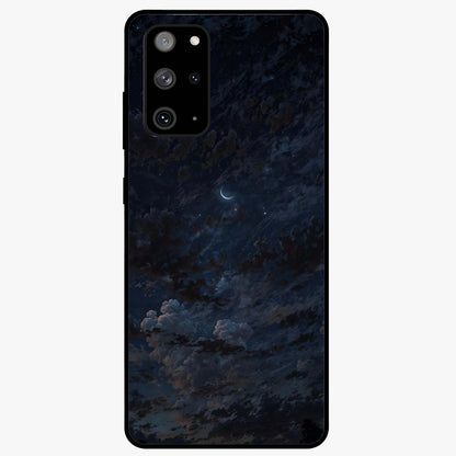 Lunar Veil Silence Glass Case showing flat back view with mystical moon veil artwork and glossy glass finish.