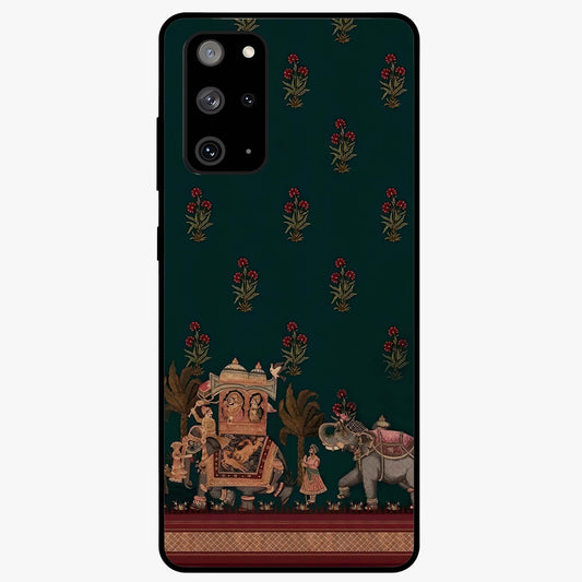 Macmerise Glass Case showing flat back view with stylish modern artwork and glossy glass finish.