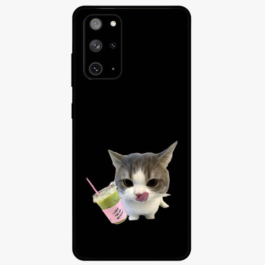 Matcha Cat Style Glass Case showing flat back view with cute matcha themed cat artwork and glossy glass finish.