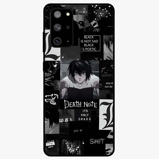 Midnight Chaos Mind Glass Case showing flat back view with abstract dark themed artwork and glossy glass finish.
