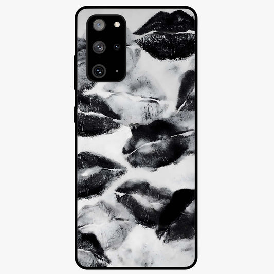 Midnight Kiss Marks Glass Case showing flat back view with lipstick kiss mark artwork and glossy glass finish.