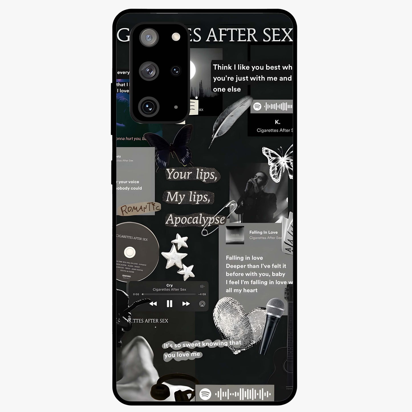 Midnight Love Echo Glass Case showing flat back view with romantic midnight themed artwork and glossy glass finish.
