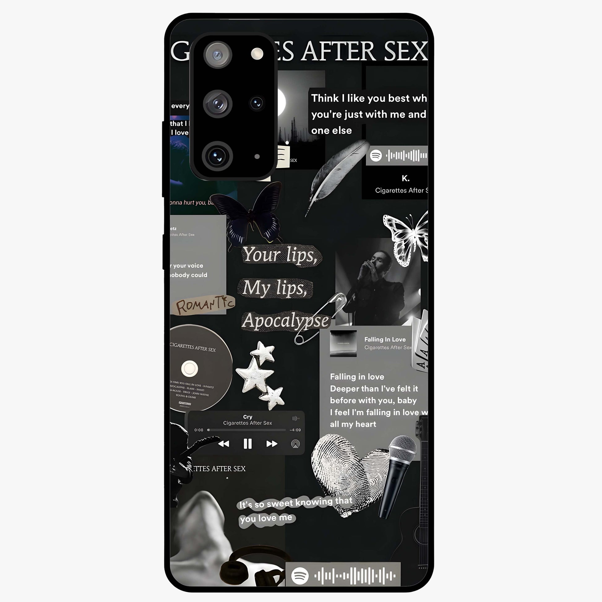 Midnight Love Echo Glass Case showing flat back view with romantic midnight themed artwork and glossy glass finish.