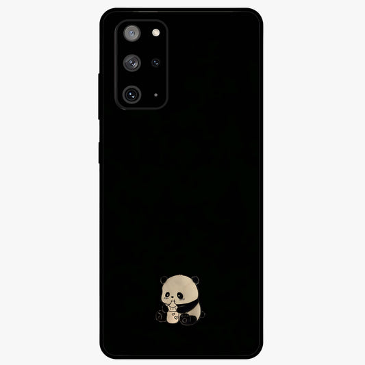Midnight Panda Love Glass Case showing flat back view with cute panda themed artwork and glossy glass finish.