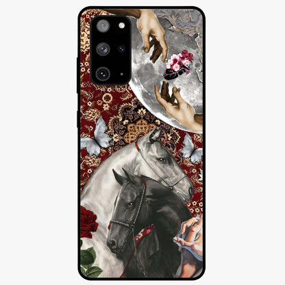 Moonlit Royal Stallion Glass Case showing flat back view with majestic horse under moonlight artwork and glossy glass finish.