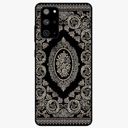 Noir Bloom Elegance Glass Case showing flat back view with elegant dark floral artwork and glossy glass finish.