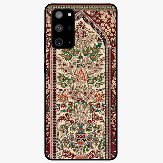 Persian Inspired Glass Case showing flat back view with ornate Persian style pattern artwork and glossy glass finish.