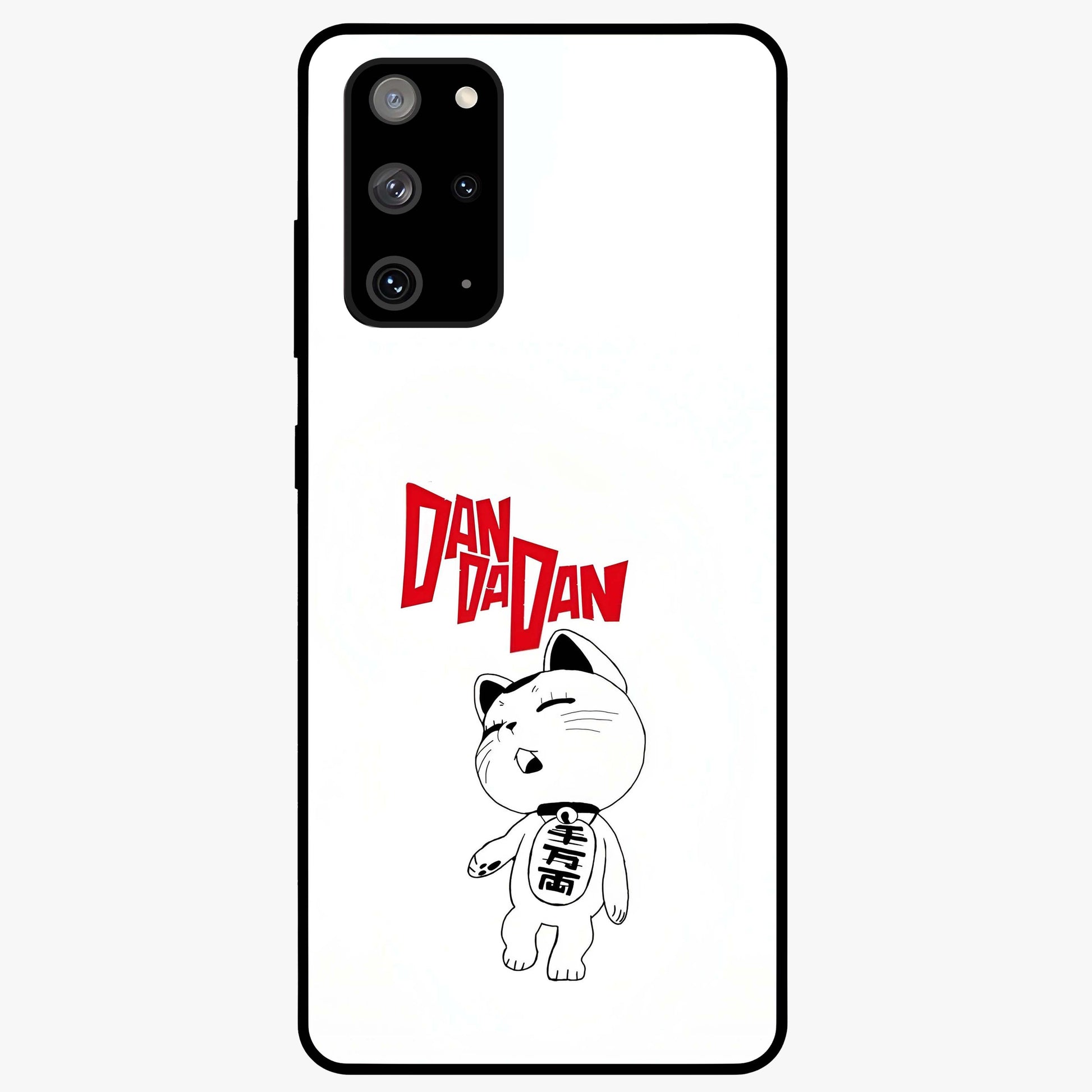 Playful Spirit Charm Glass Case showing flat back view with cheerful charm themed artwork and glossy glass finish.