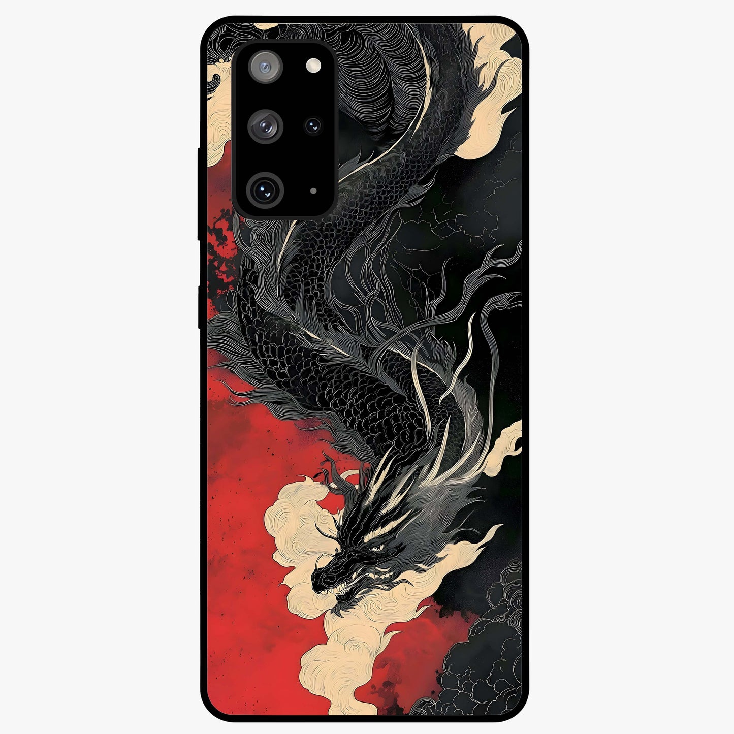 Shadow Dragon Fury Glass Case showing flat back view with fierce dragon artwork and glossy glass finish.