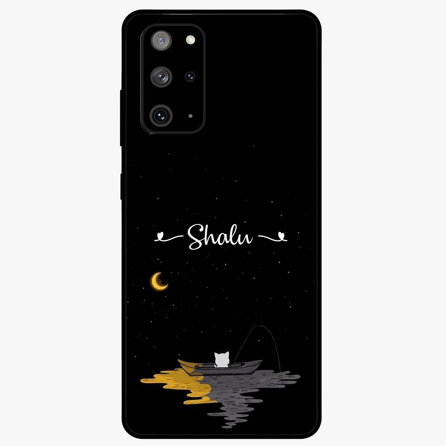 Silent Night Row Glass Case showing flat back view with calm night themed artwork and glossy glass finish.