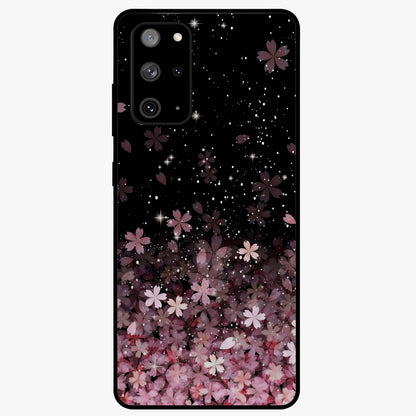 Small Starry Flowers Glass Case showing flat back view with delicate starry floral artwork and glossy glass finish.
