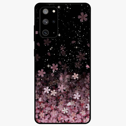 Small Starry Flowers Glass Case showing flat back view with delicate starry floral artwork and glossy glass finish.