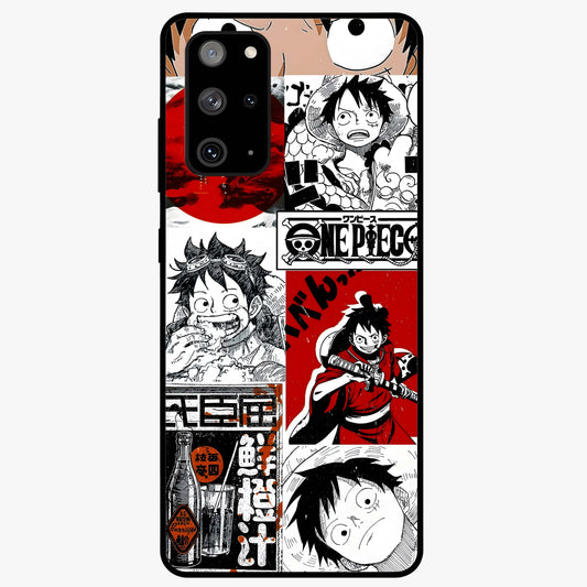 Strawhat Chaos Panels Glass Case showing flat back view with anime inspired chaos panel artwork and glossy glass finish.